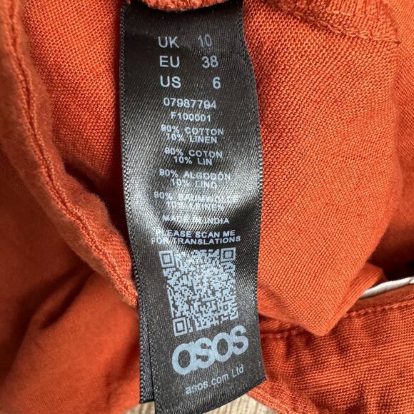 ASOS Button Front Midi Skirt‎ Womens 6 Pockets Linen Blend Cottagecore A Line - Picture 4 of 8